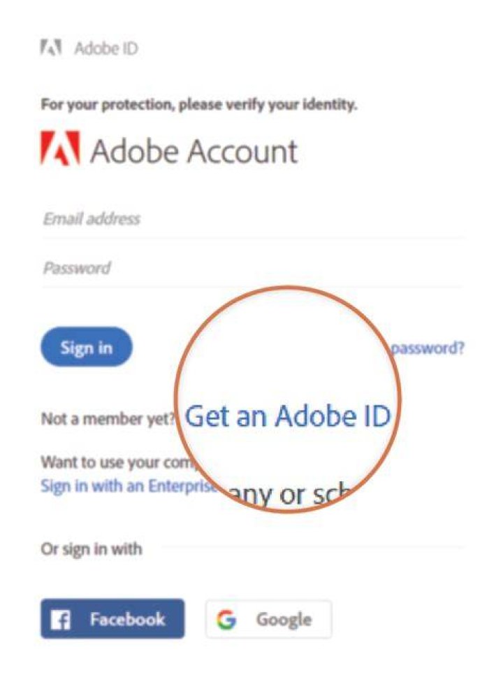 How do I create a password for my Adobe ID?