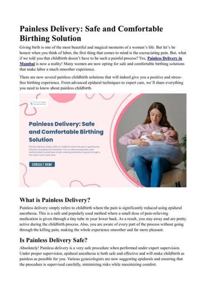 Is Painless delivery safe?