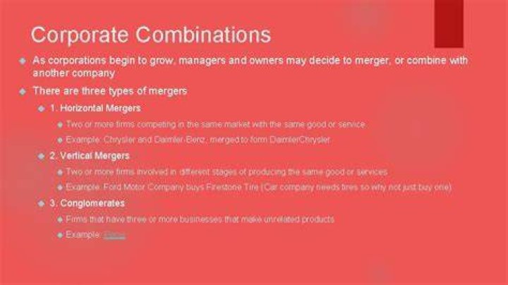 What are the 3 types of corporate combinations?